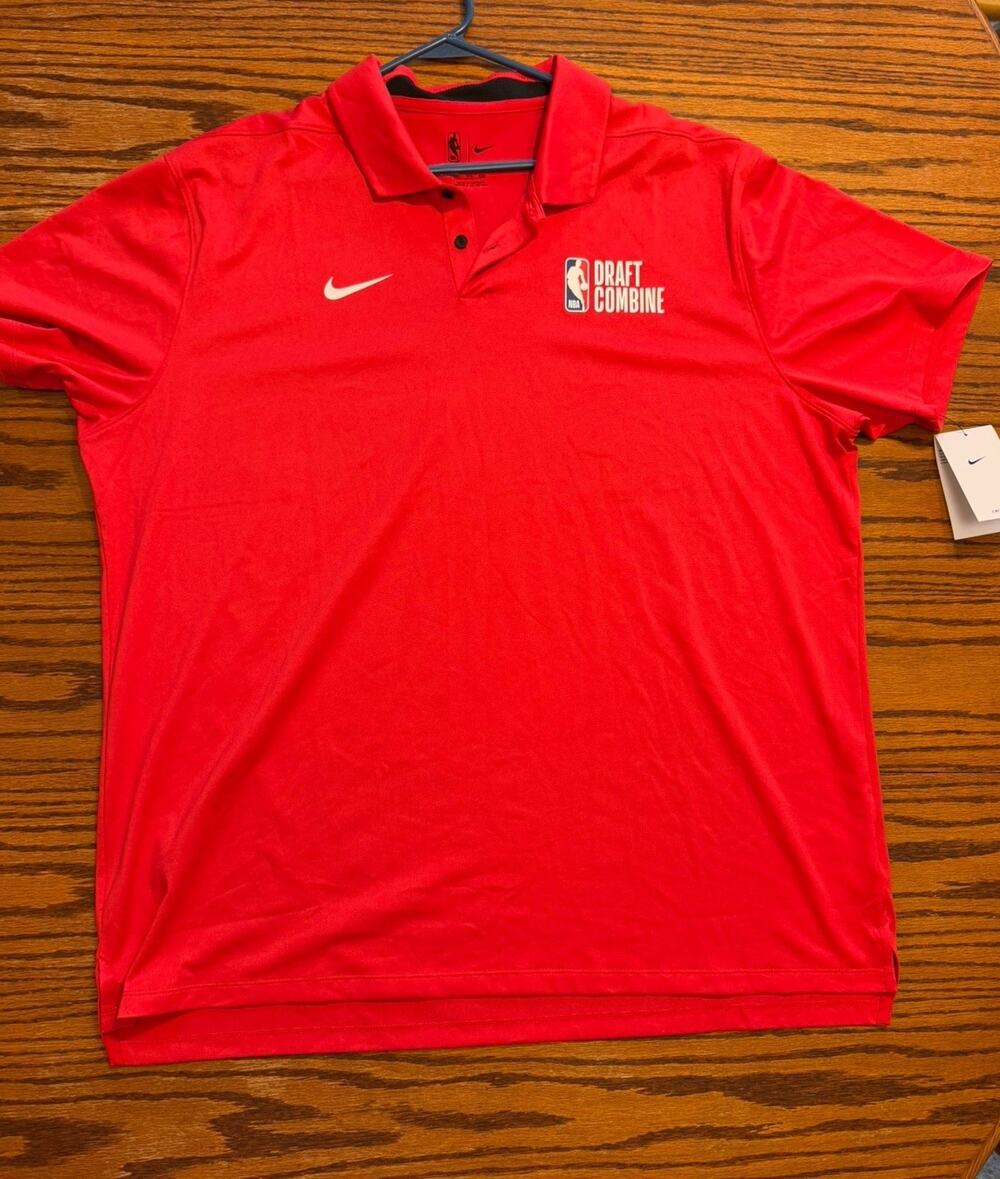 Nike NBA Draft Combine Dri-FIT Red Polo Shirt Mens XXL Short Sleeve Athletic